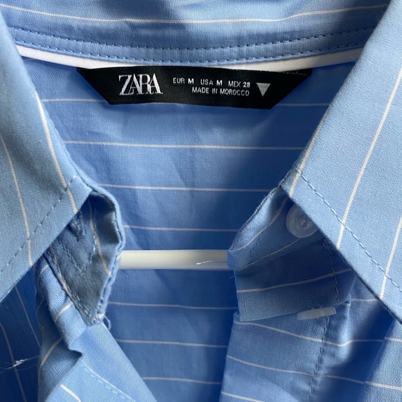 Zara blue & white striped crop button down shirt & matching boxers, medium - Picture 3 of 7